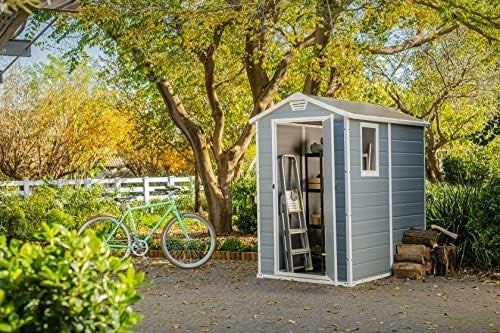 Keter Manor 6x4ft Plastic Garden Shed Outdoor Waterproof Storage Grey