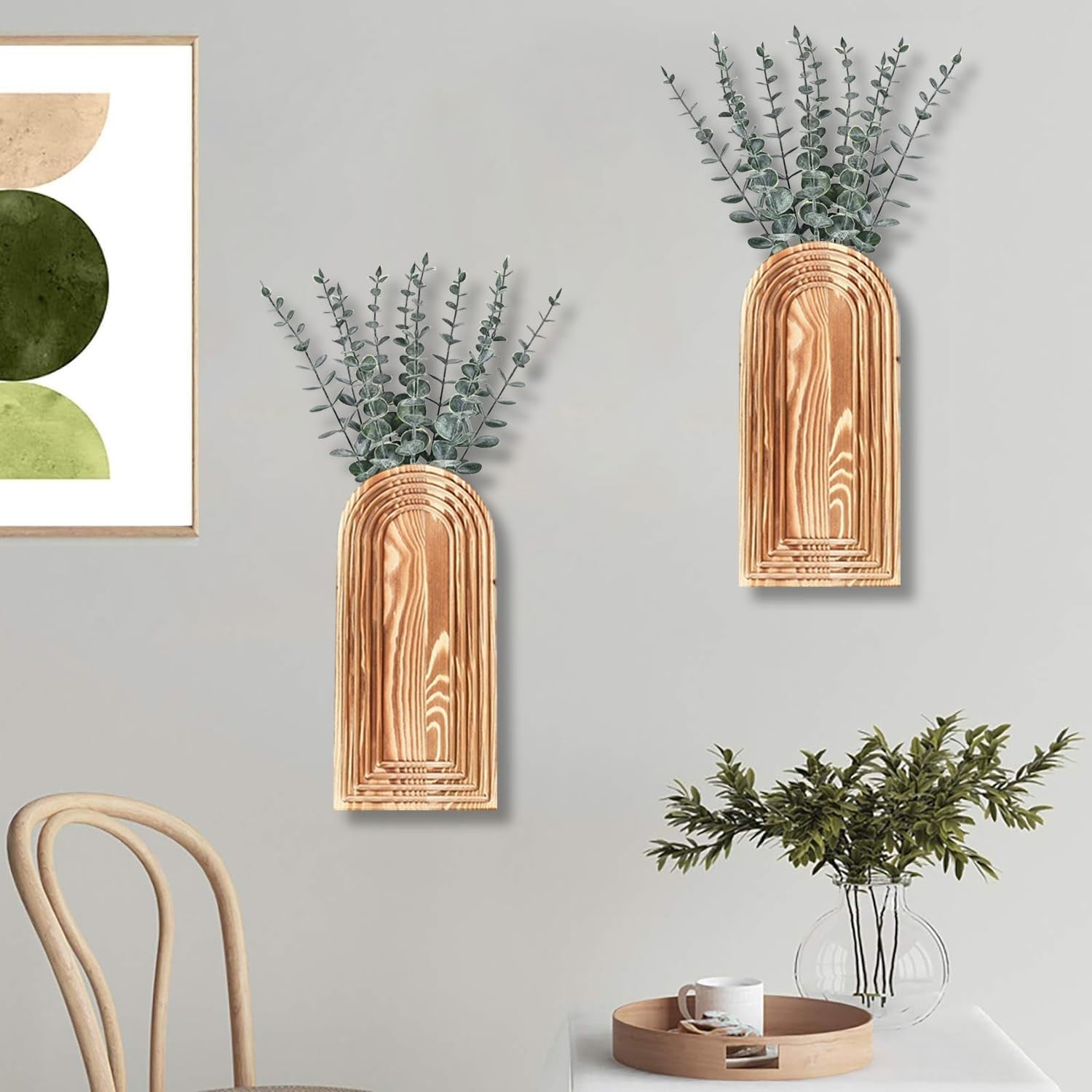 2 Pack Wooden Wall Vase Planter Rustic Farmhouse Decor