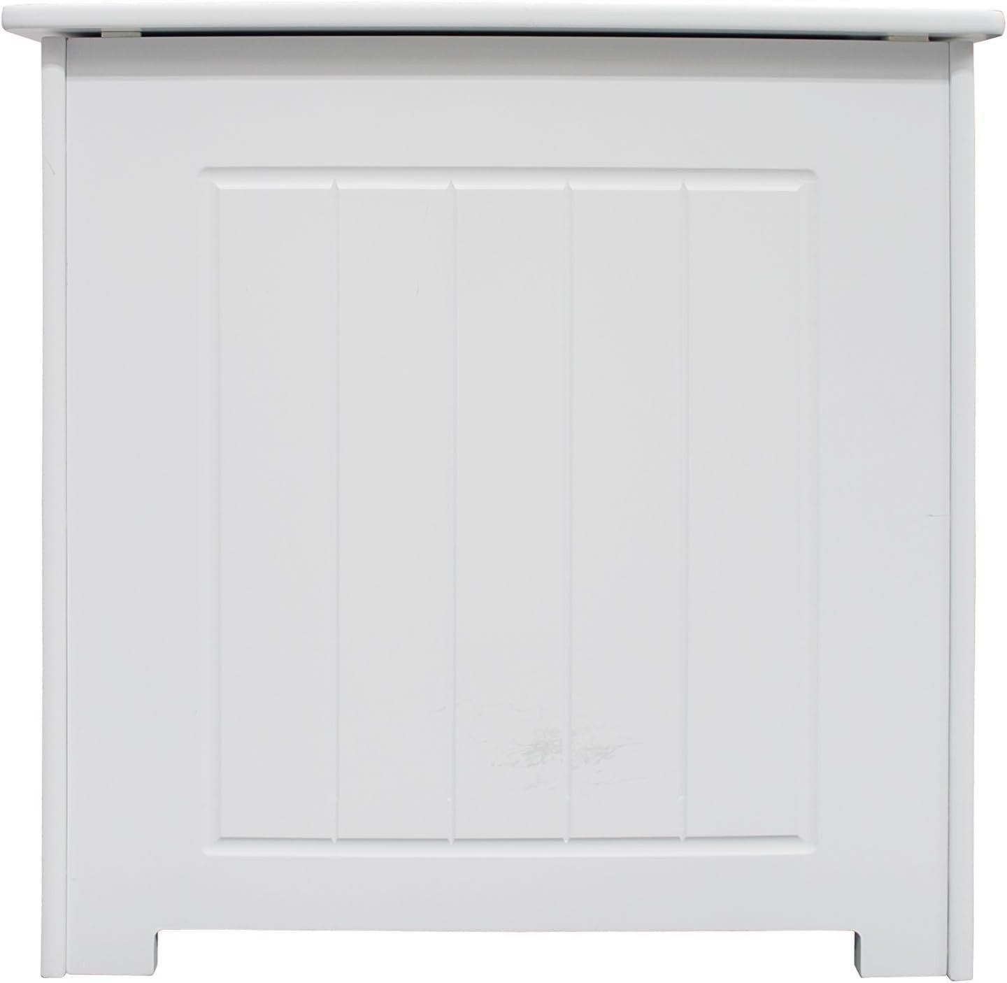 White Wooden Laundry Basket Lid Bathroom Storage Hamper Cabinet
