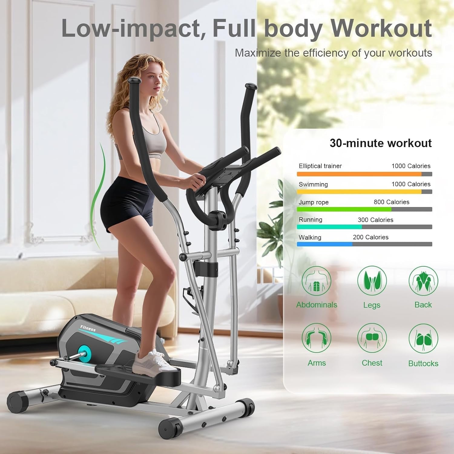 Magnetic Elliptical Cross Trainer Quiet 16-Level Home Gym Machine LCD Monitor