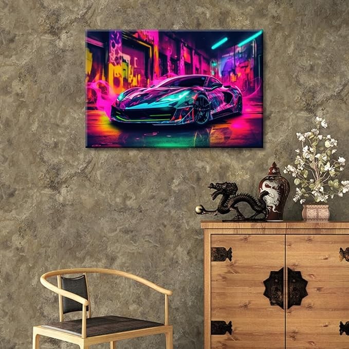 Sports Car Canvas Wall Art 36x24in Modern Racing Car Artwork for Bedroom Office