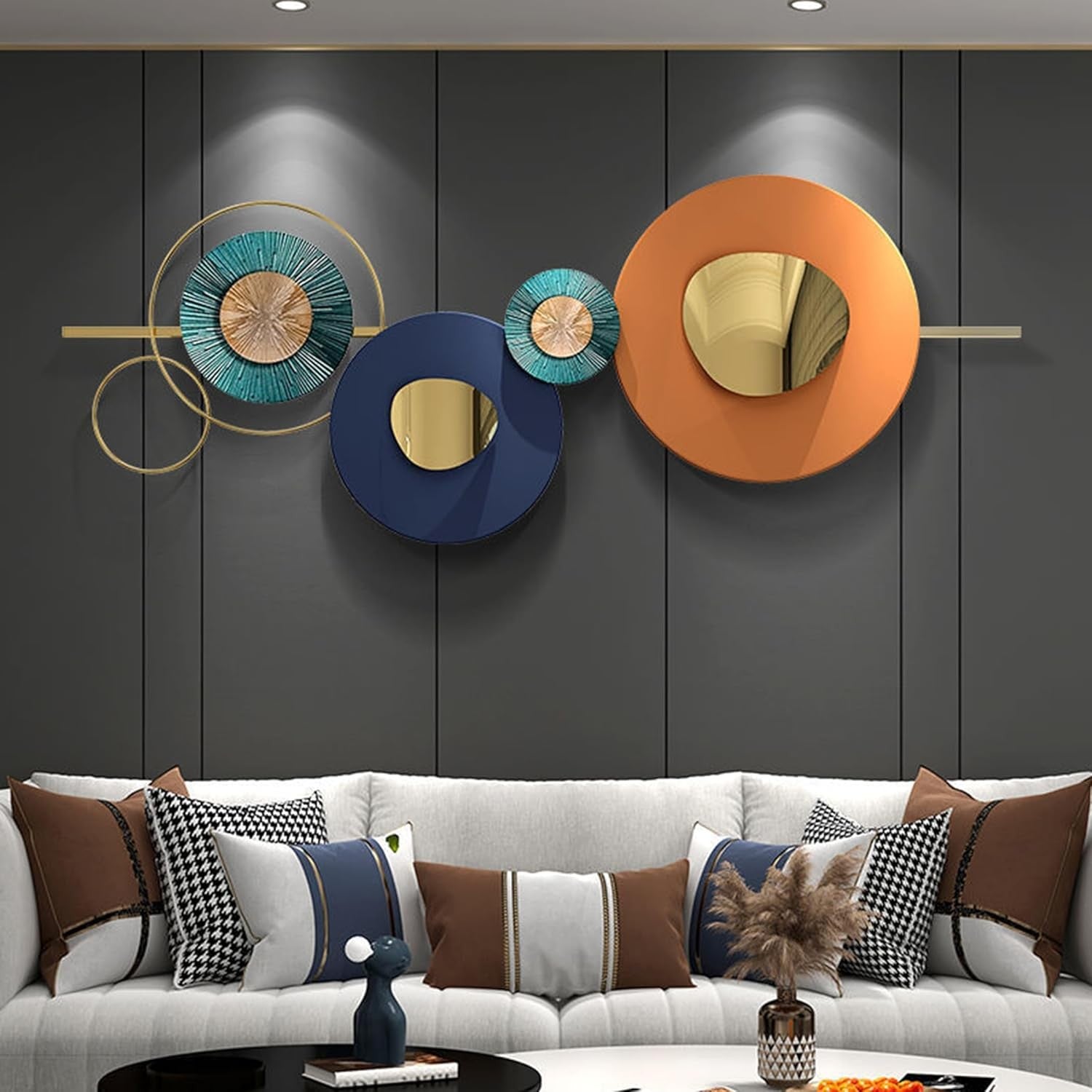 Large Metal Geometric Round Wall Art 150x57cm