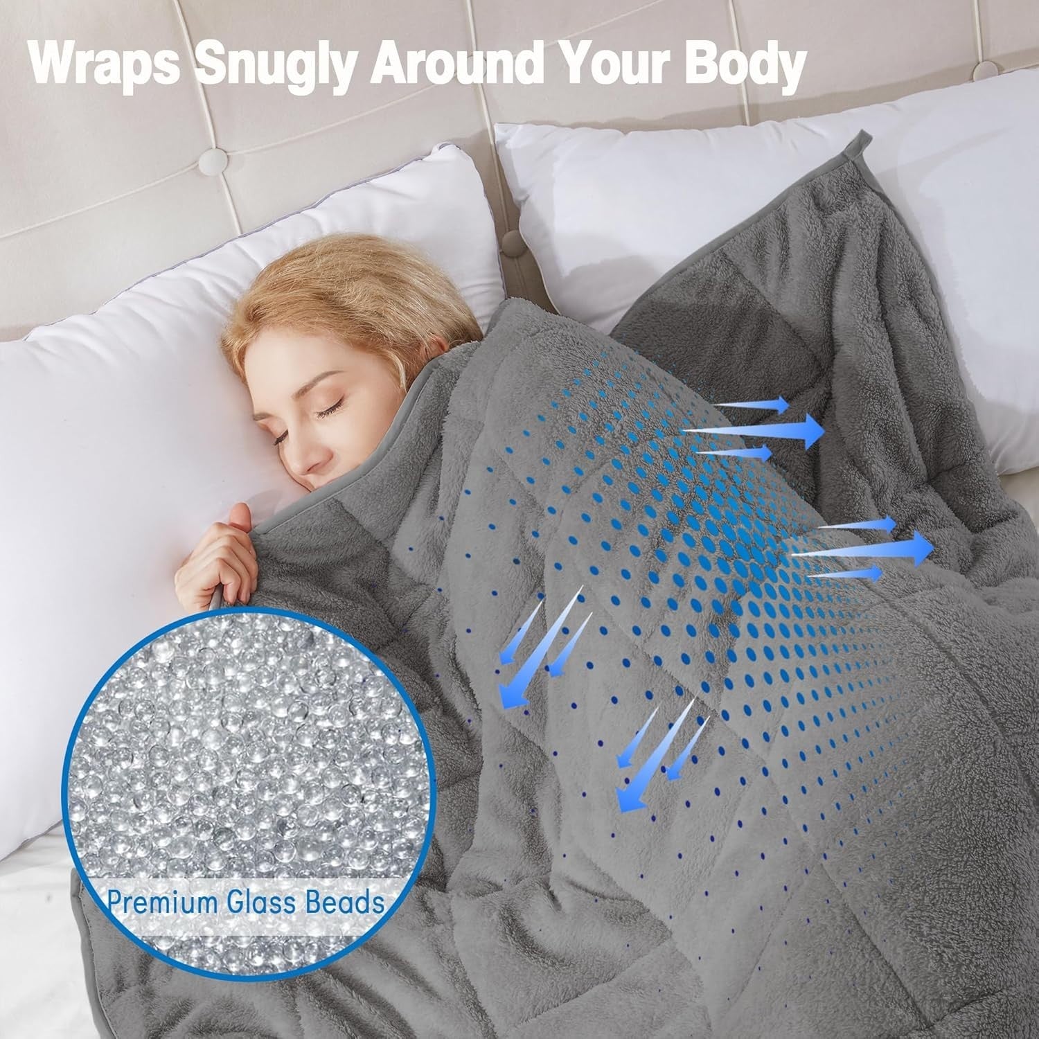4kg Weighted Blanket, Dark Grey Teddy Fleece Quilted 125x150cm Anxiety Relief