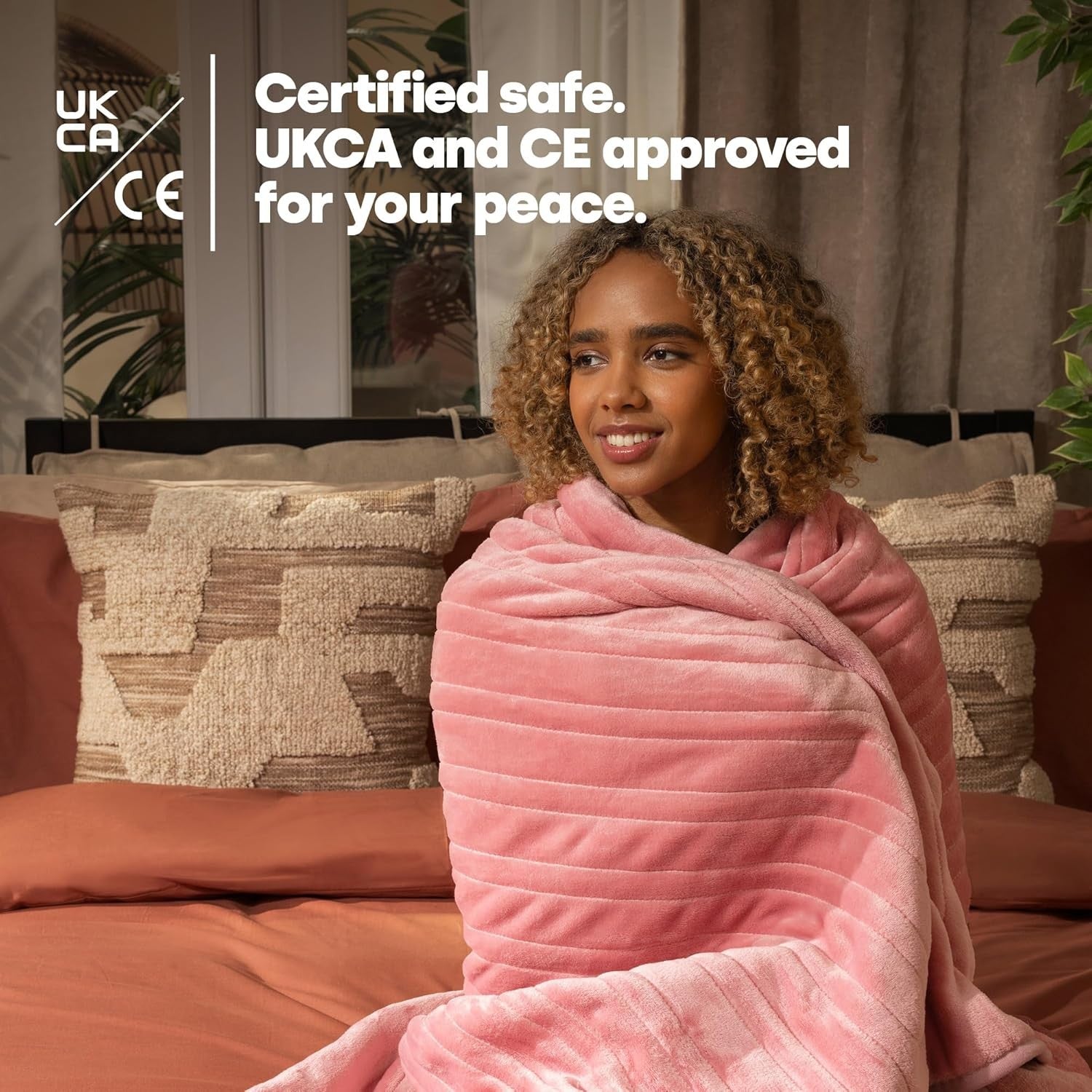 Electric Heated Throw Blanket 9 Heat Settings Timer Soft Fleece 160x130cm