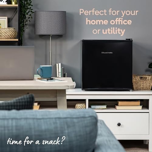 43L Tabletop Mini Fridge Compact Black with Freezer & Reversible Door