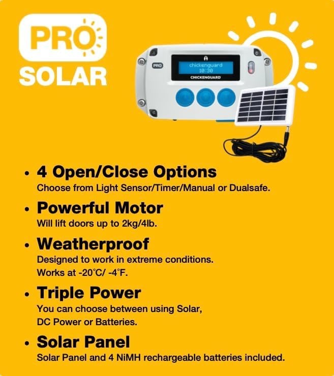 Automatic Chicken Coop Door Opener Solar Timer Light Sensor Motor