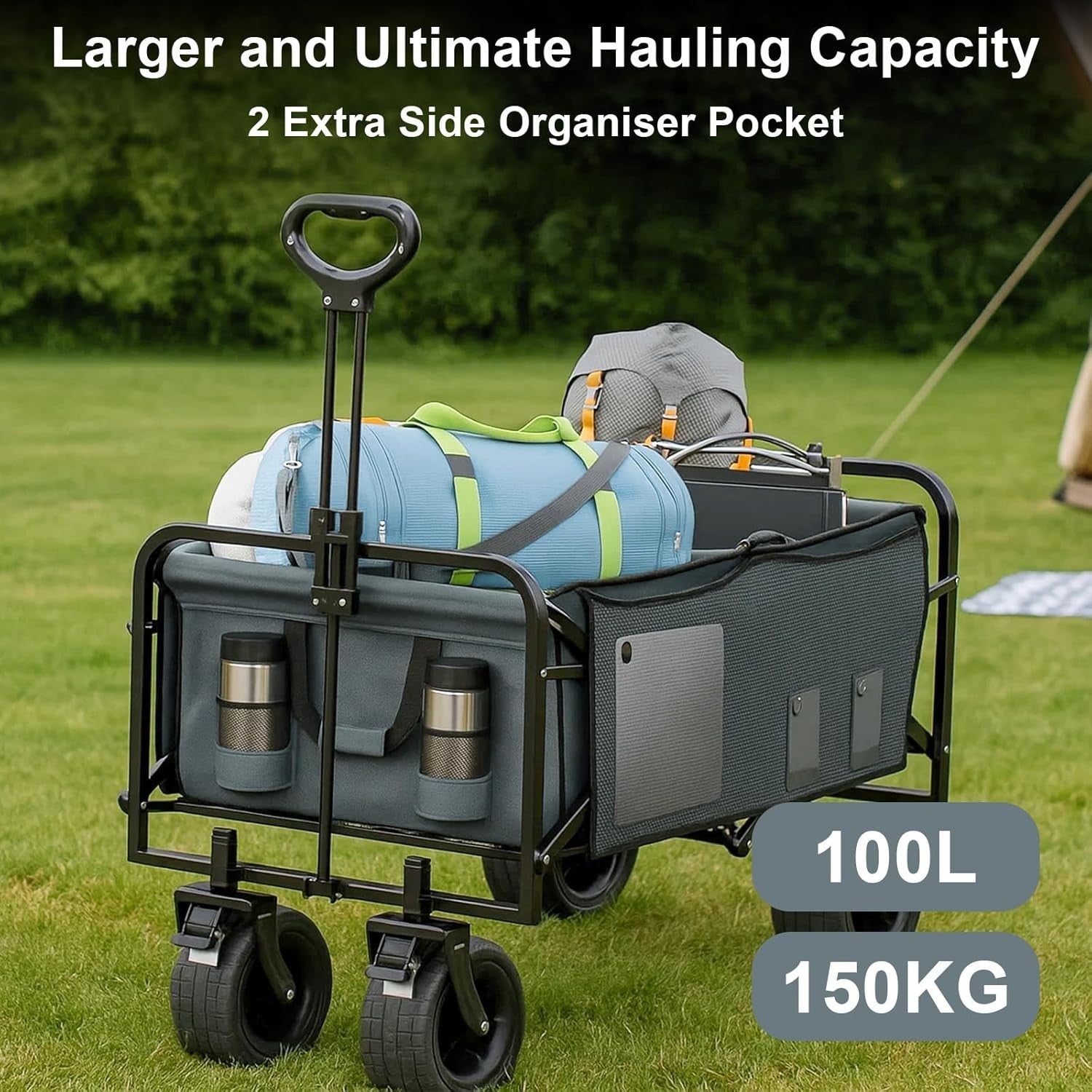 Heavy Duty Folding Utility Trolley with 360° Steering Weatherproof Lining