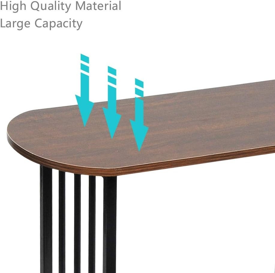 Slim Oval Side Table with Storage, Dark Oak Small End Table for Living Room