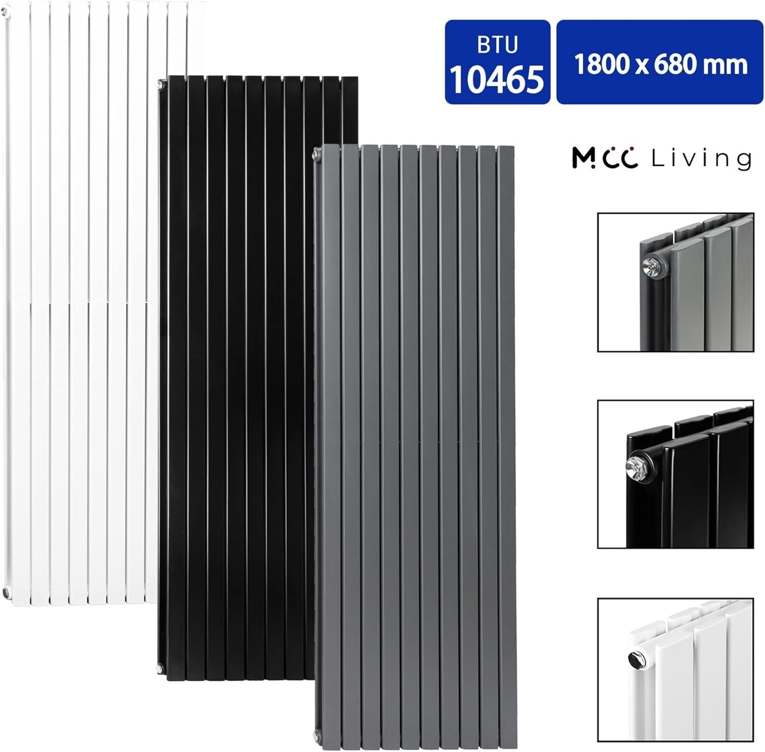 Double Panel Radiator 1800x680mm Anthracite Modern Wall Heater
