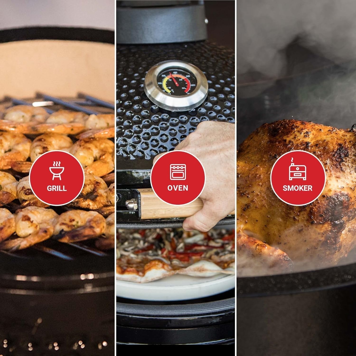Ceramic Charcoal BBQ Grill 13" Portable Kamado Smoker Oven with Stand