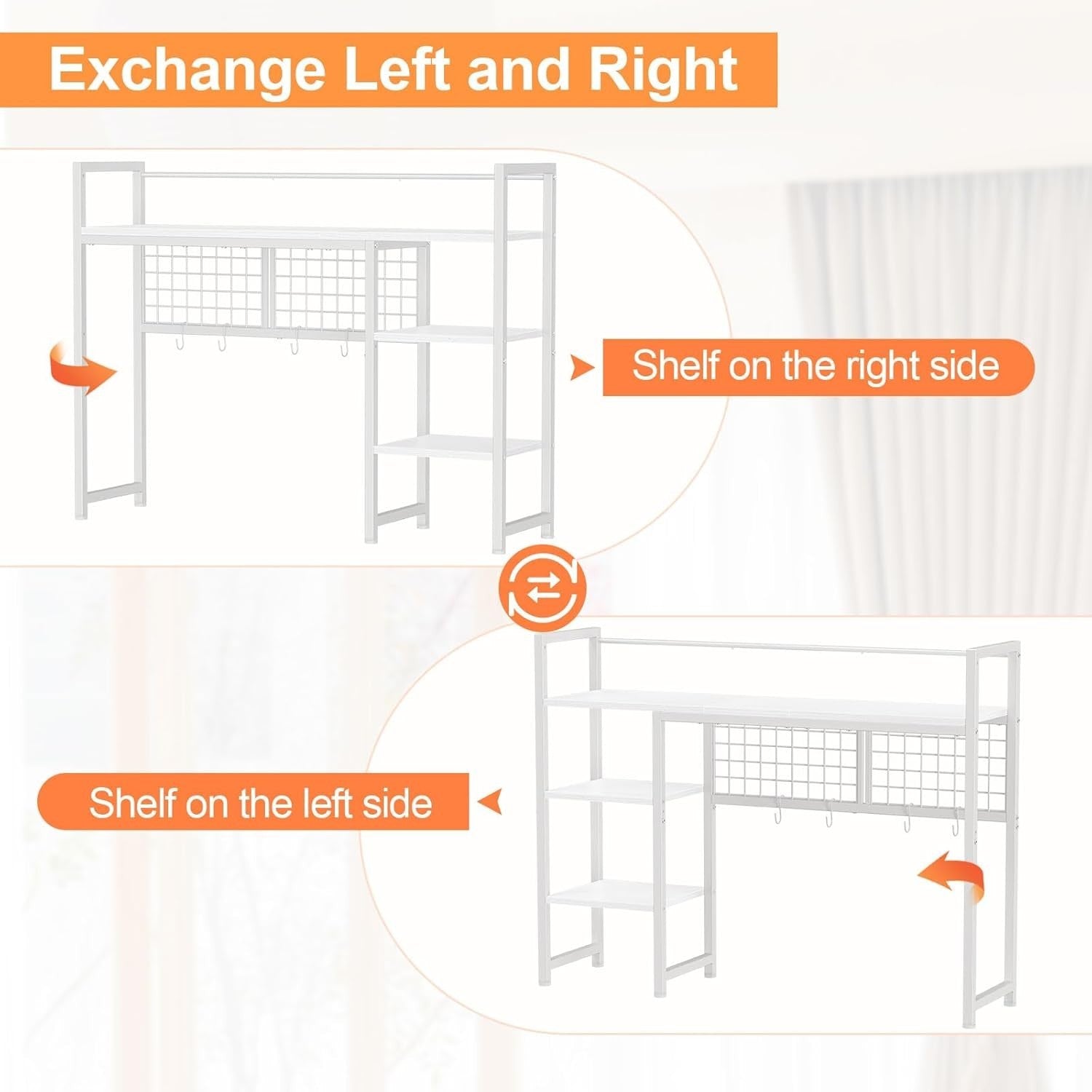 38.6" Desk Hutch Shelf with Pegboard Hooks 4-Tier Desktop Organizer for Monitor