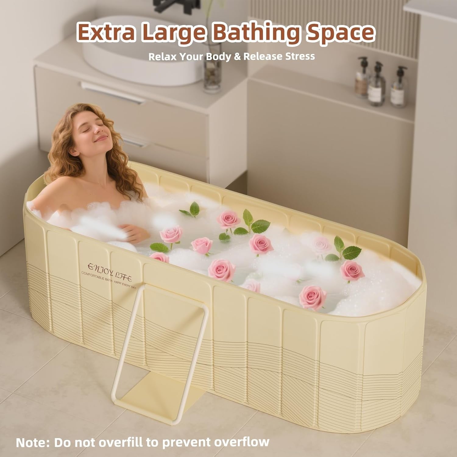 Portable Foldable Bathtub Adult Hot & Ice Bath Tub Thick Insulated 150cm