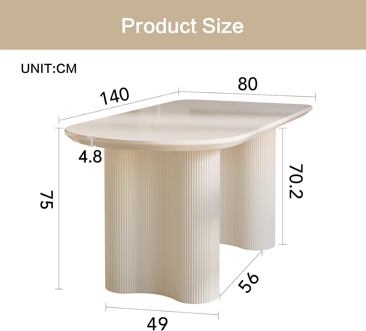 Modern White Oval Dining Table 4-6 Seater Wavy Leg Kitchen 140cm