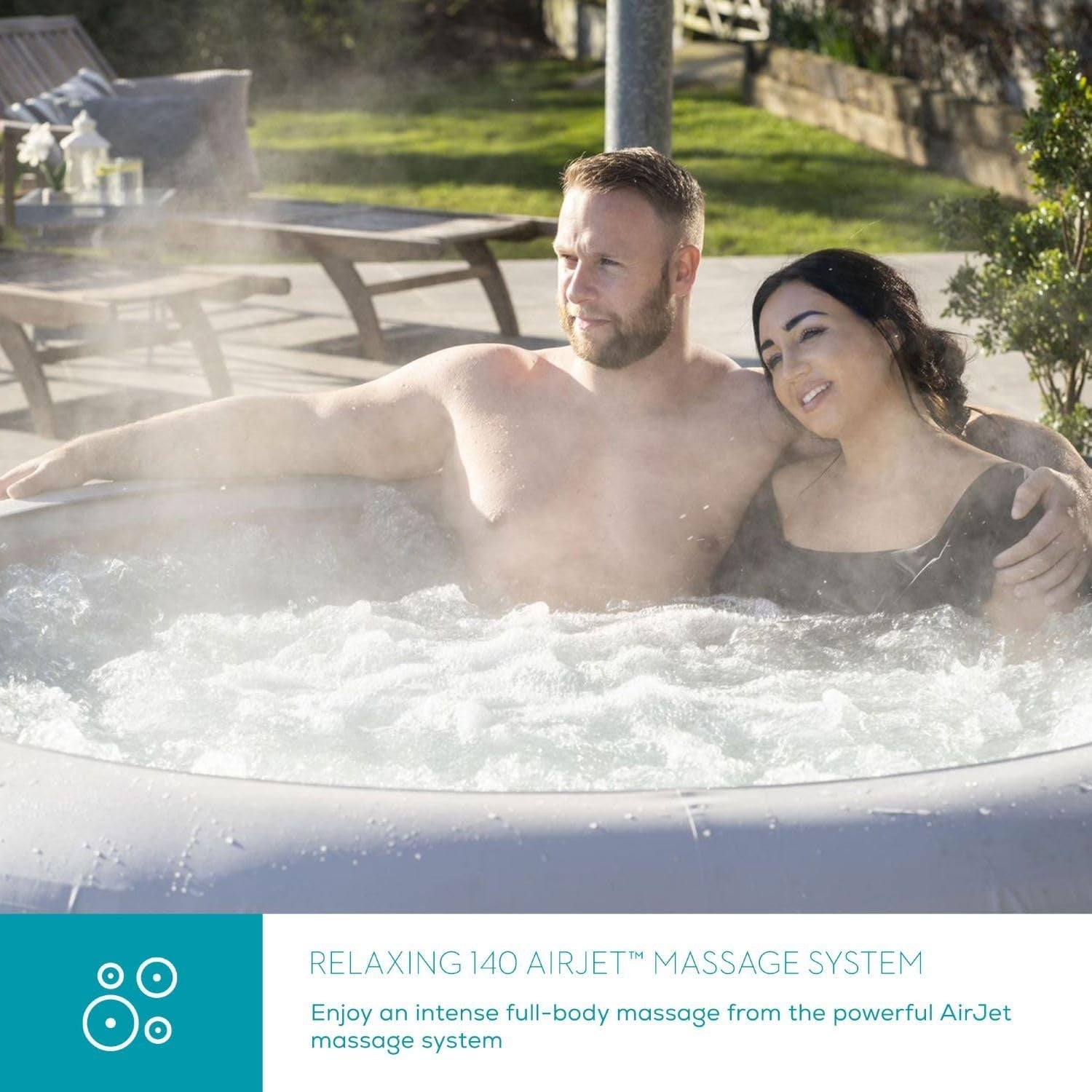 Inflatable Hot Tub Spa 140 Air Jet Massage 4–6 Person Large Garden