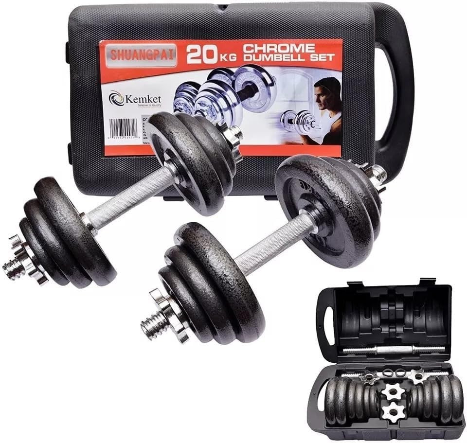 10kg Adjustable Cast Iron Dumbbell Set Spinlock Bars Home Gym Weights