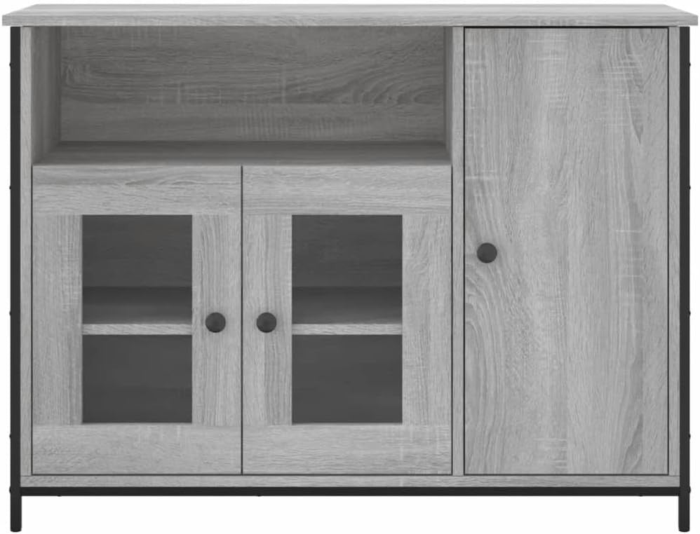 Modern Grey Sideboard Cabinet Storage Unit with Doors Shelves 100cm