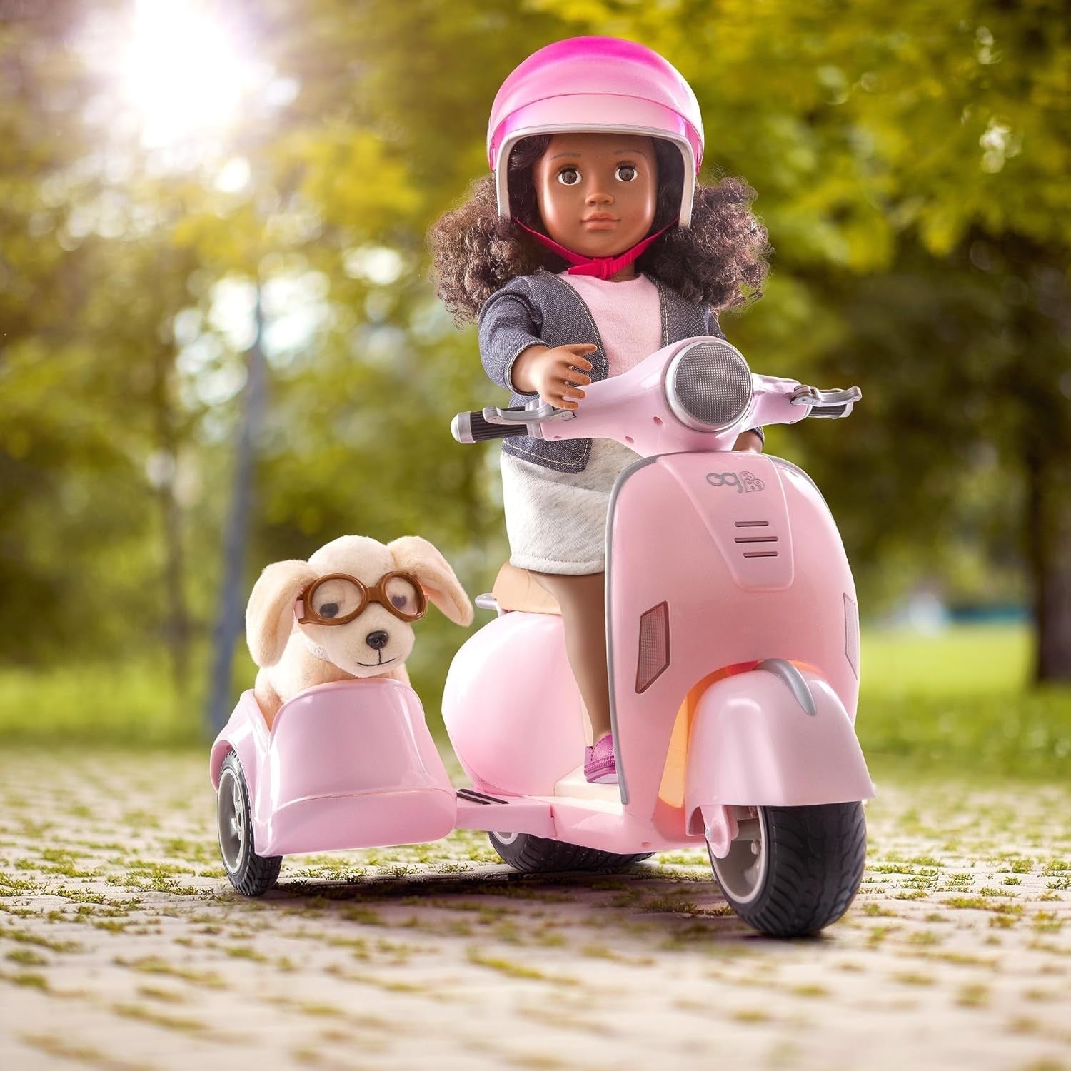 46cm Doll Scooter with Sidecar Lights Sounds Helmet Accessories