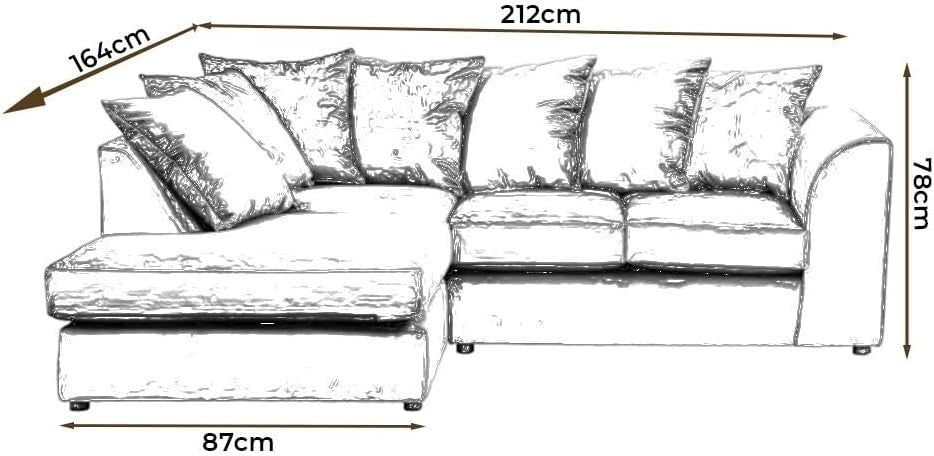 Luxurious 4-Seater L Shape Crush Velvet Sofa Mink Scatter Back Comfy Modular