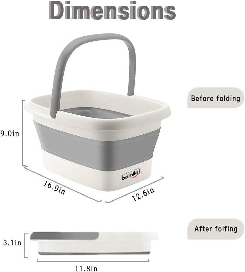 Collapsible Foot Bath Basin with Massage Rollers Foldable Soak Tub