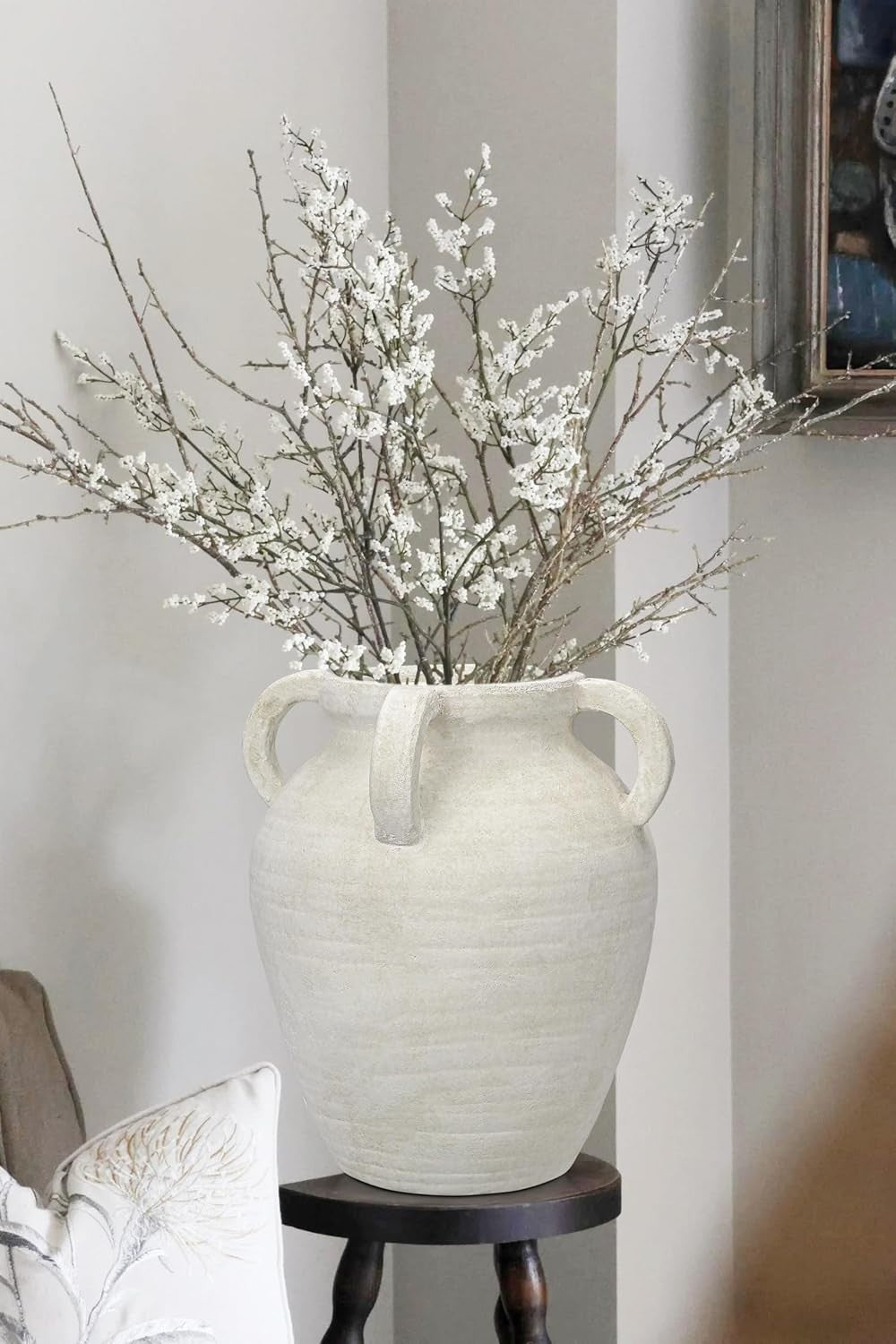 Large Terracotta Vase 30cm Rustic Handmade Ceramic Floor Table Decor