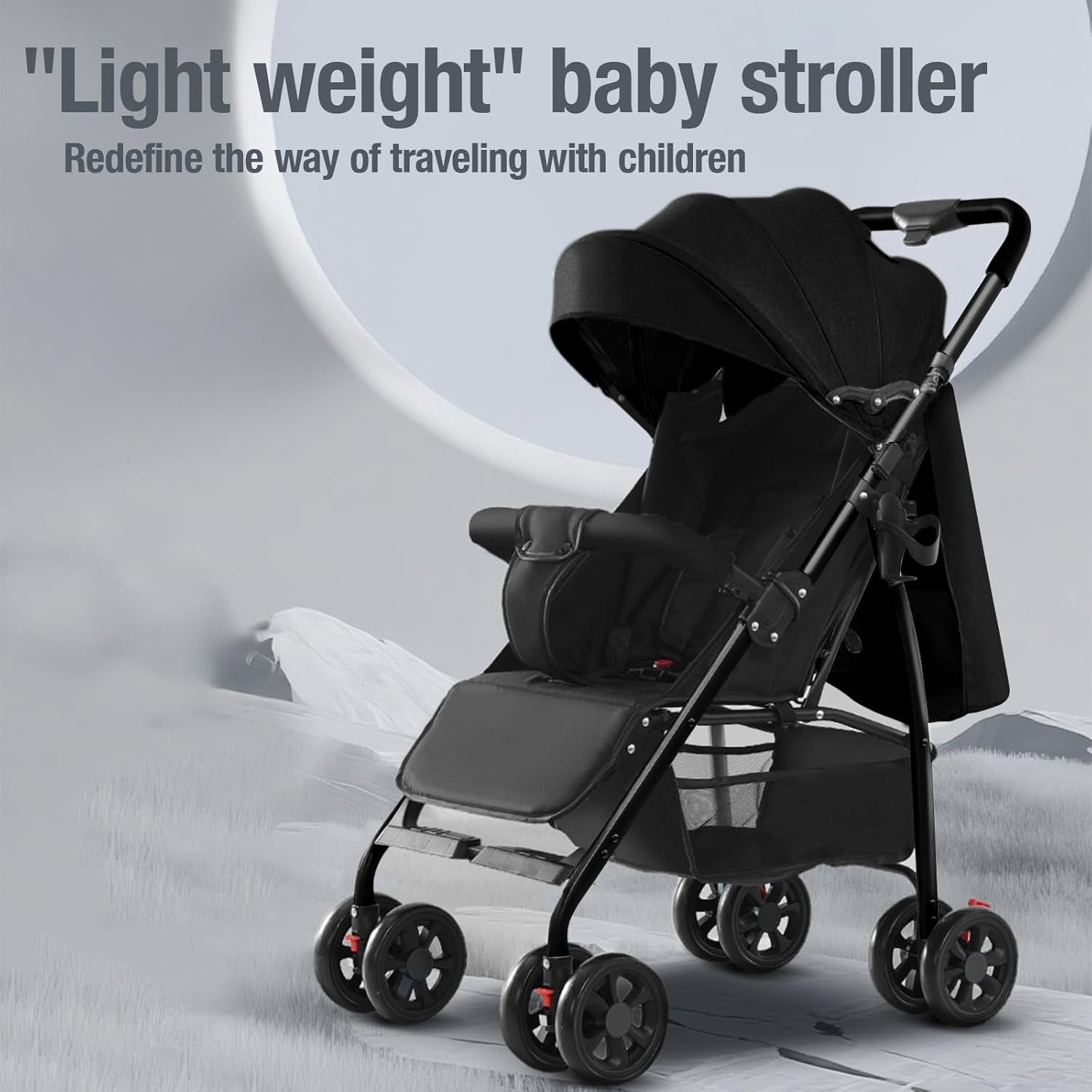 Ultra Lightweight Pushchair 4.6kg Compact Fold Lie-Flat Baby Stroller Grey