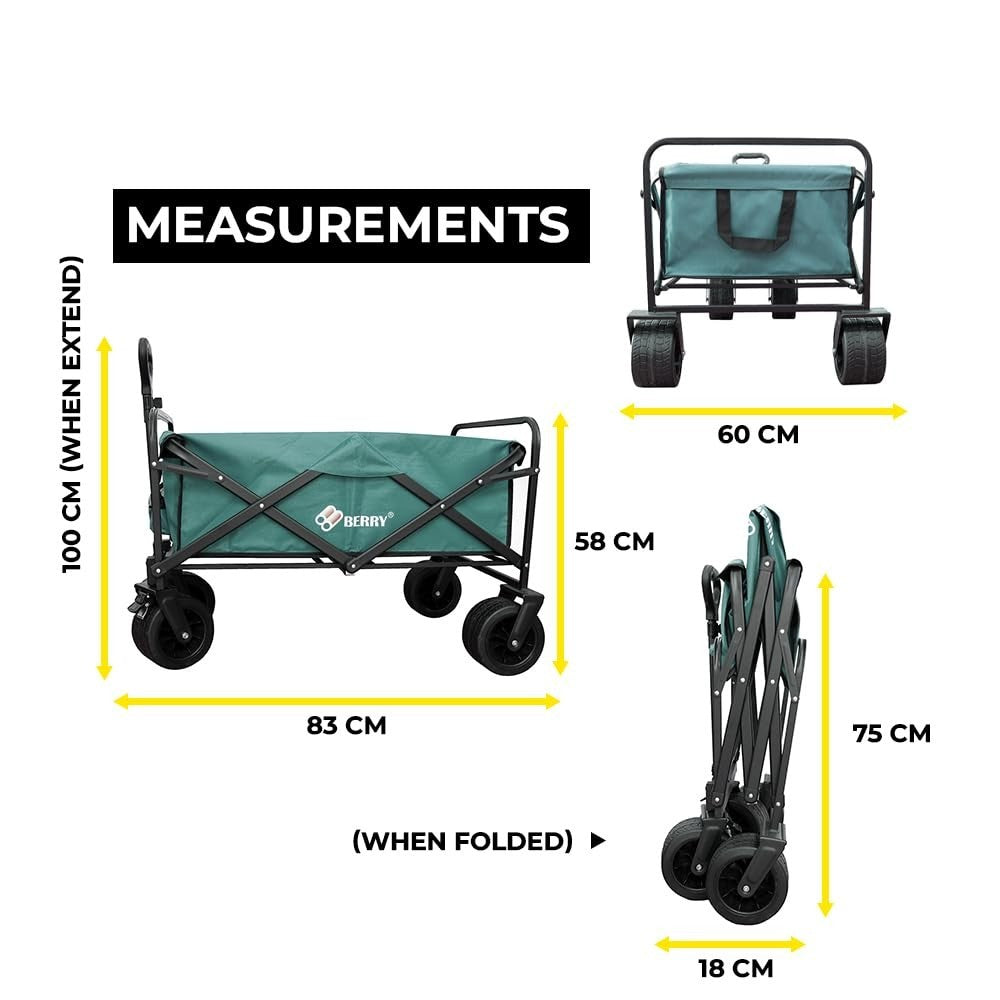 Heavy Duty Foldable Utility Wagon 150KG Beach Garden Cart with Wheels