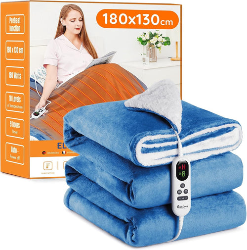 Electric Heated Throw Blanket Fast Heat 10 Levels Sherpa Flannel 180x130cm