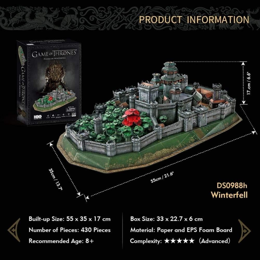 Winterfell 3D Puzzle Fantasy Castle Model Kit 430 Piece Collectible