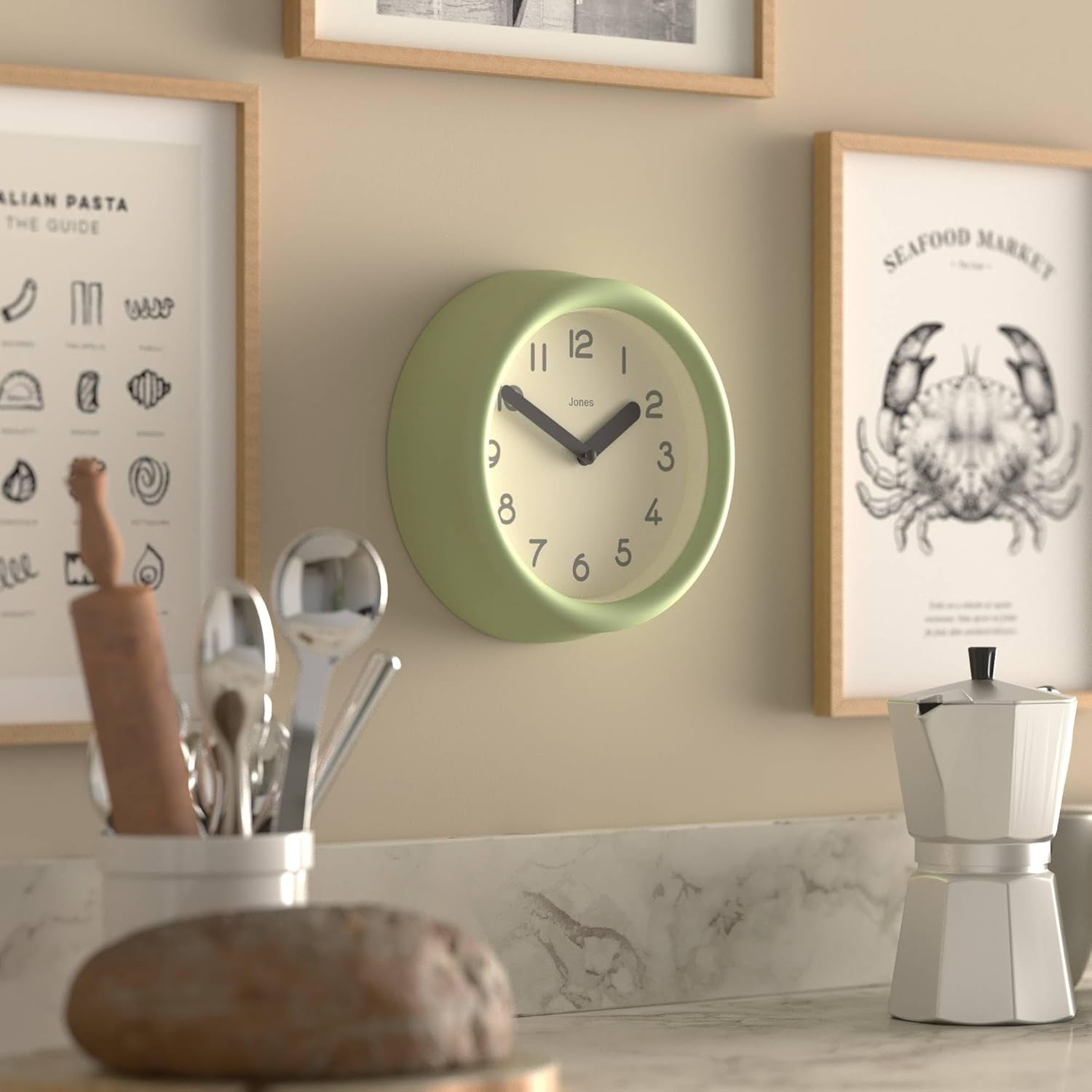 Small Green Wall Clock 22cm Modern Silent Quartz Round Minimalist Home Decor