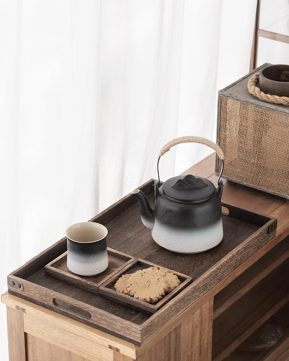 Japanese Ceramic Teapot 1000ml Loose Leaf Tea Pot Infuser Vintage