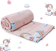 2.3kg Weighted Blanket Pink Unicorn 90x120cm 100% Cotton for Relaxation