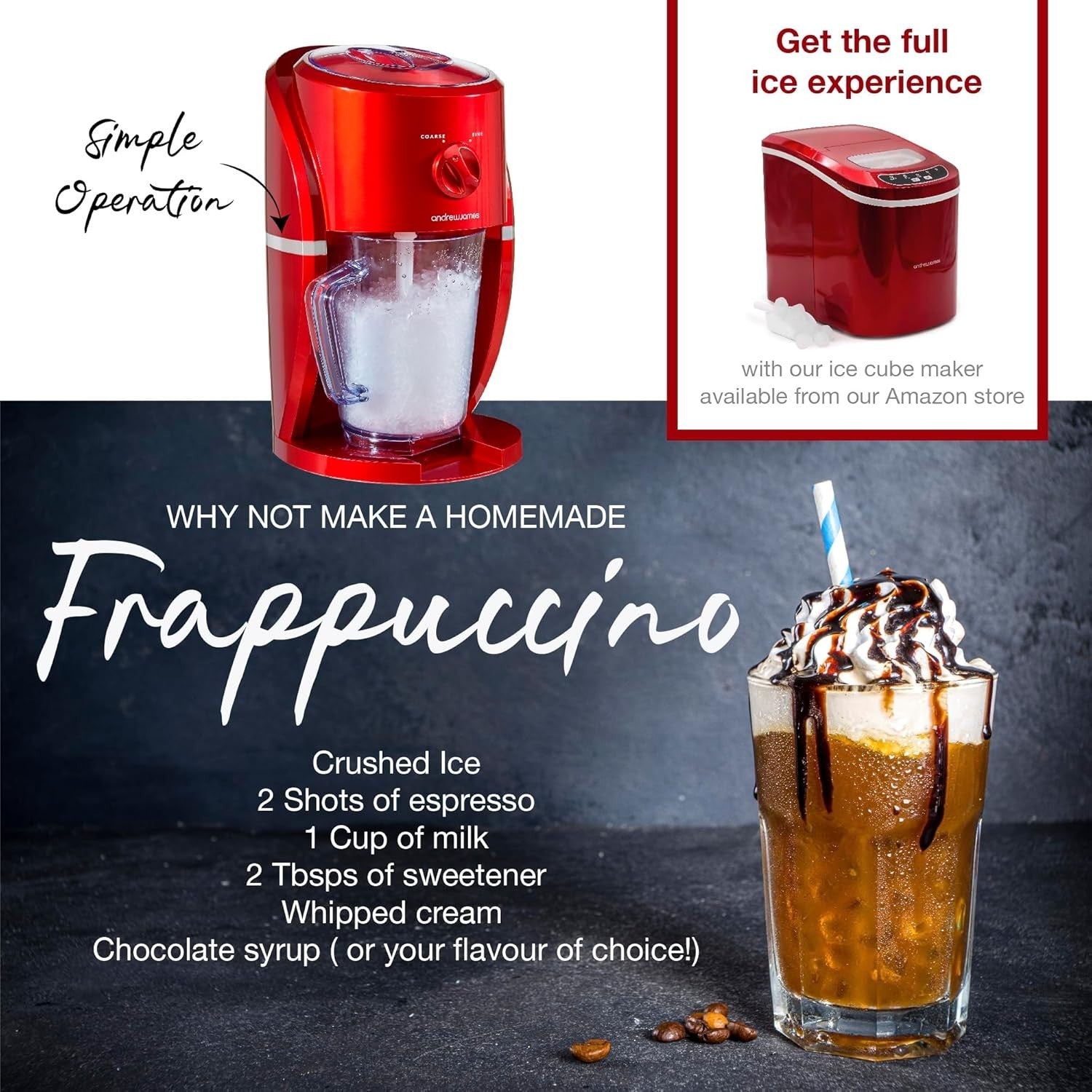 Electric Ice Crusher Slush Machine 1L Ice Maker for Cocktails & Smoothies