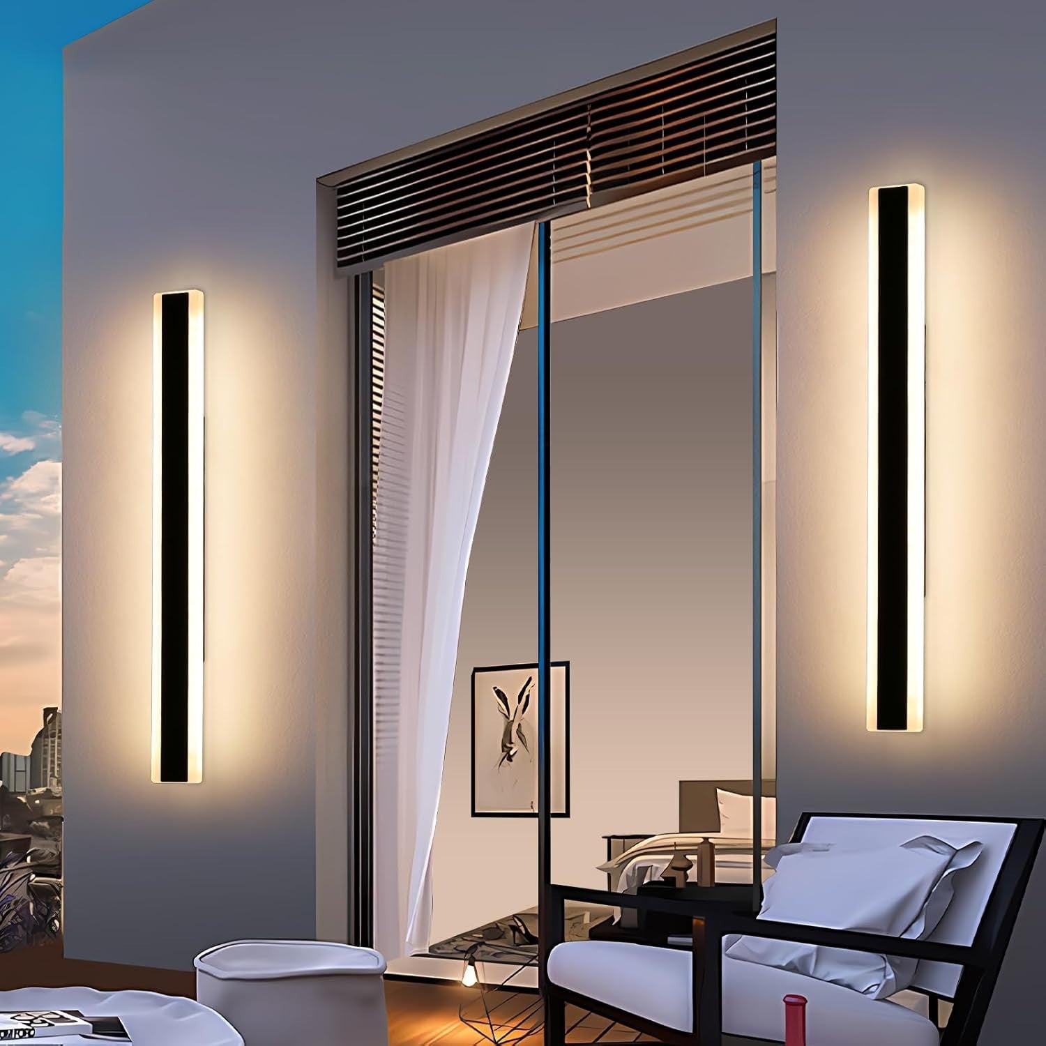 120cm 42W Outdoor Dimmable LED Wall Light 3-Color Remote Control Set