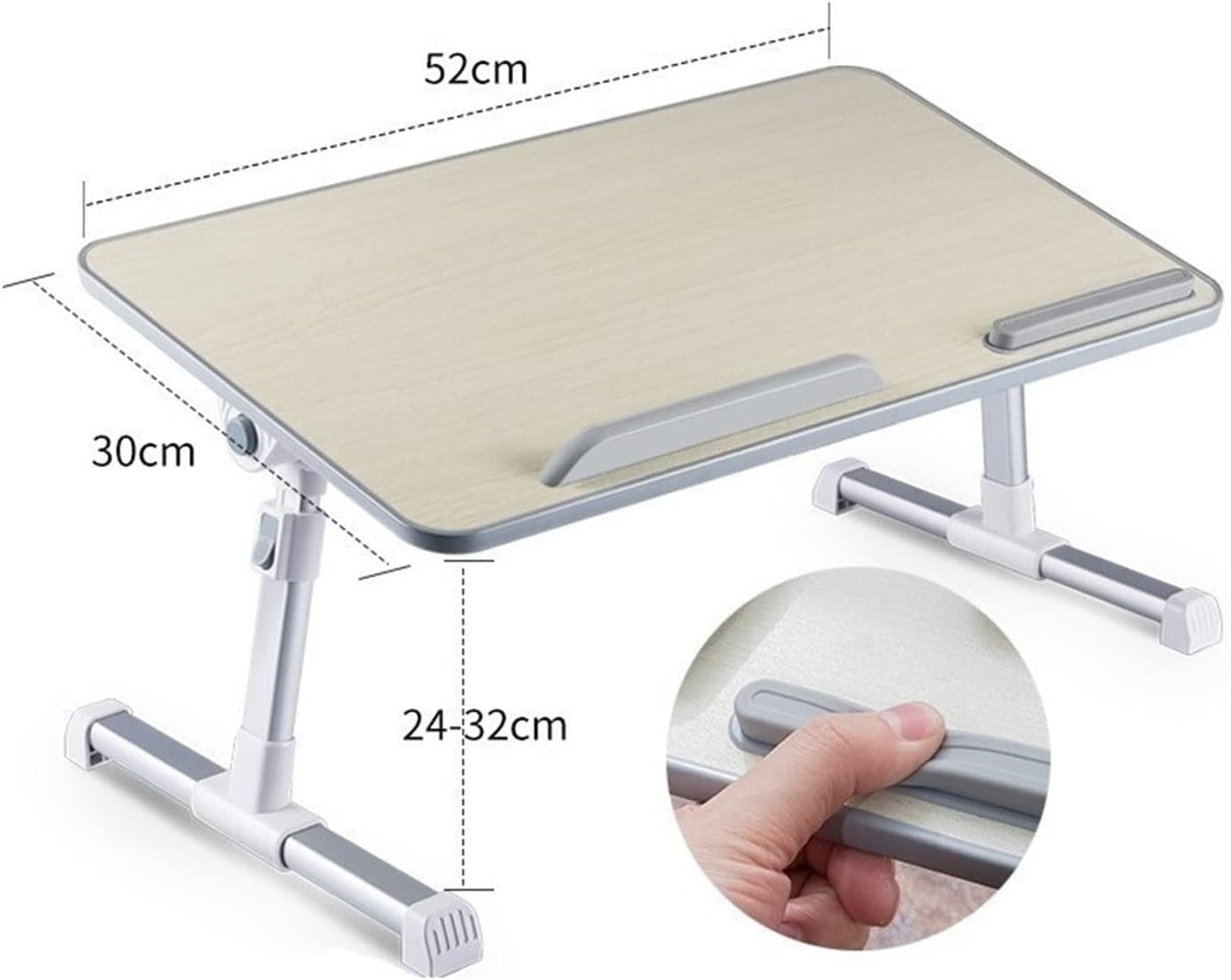 Adjustable Folding Laptop Desk Lightweight Bed Table Small Study Desk White