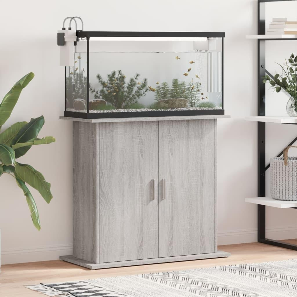 Grey Aquarium Cabinet with Storage – Compact Fish Tank Stand Unit