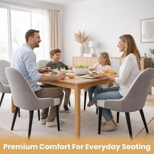 Grey Faux Leather Dining Chairs Set of 4 Padded Upholstered Kitchen Seats