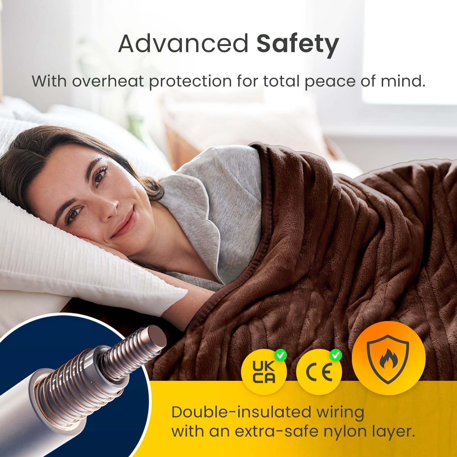 Electric Heated Throw Blanket 10 Heat Levels Timer Remote Washable 160x130cm