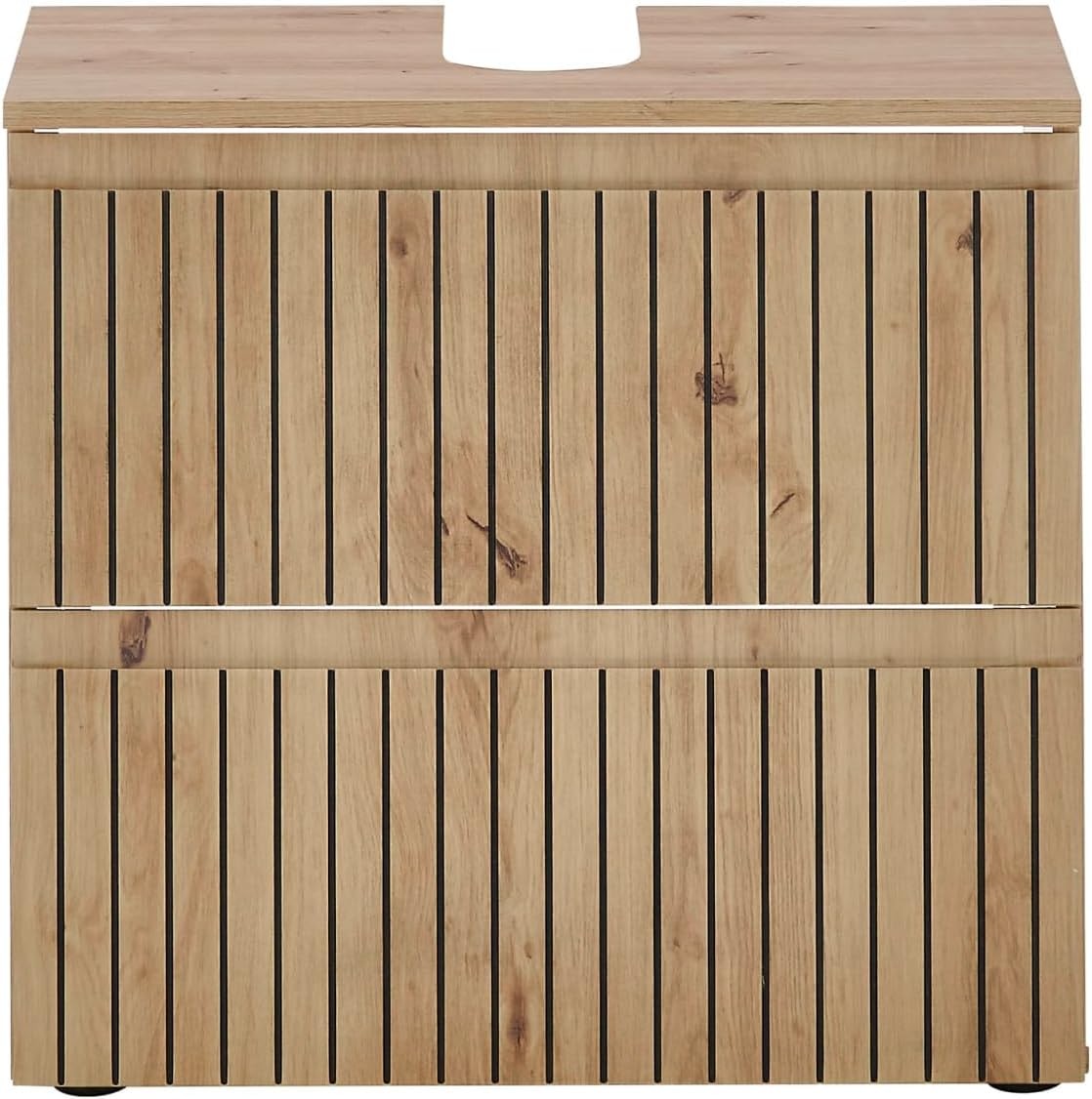 Natural Oak Under Sink Cabinet – 2 Drawer Bathroom Vanity Storage Unit