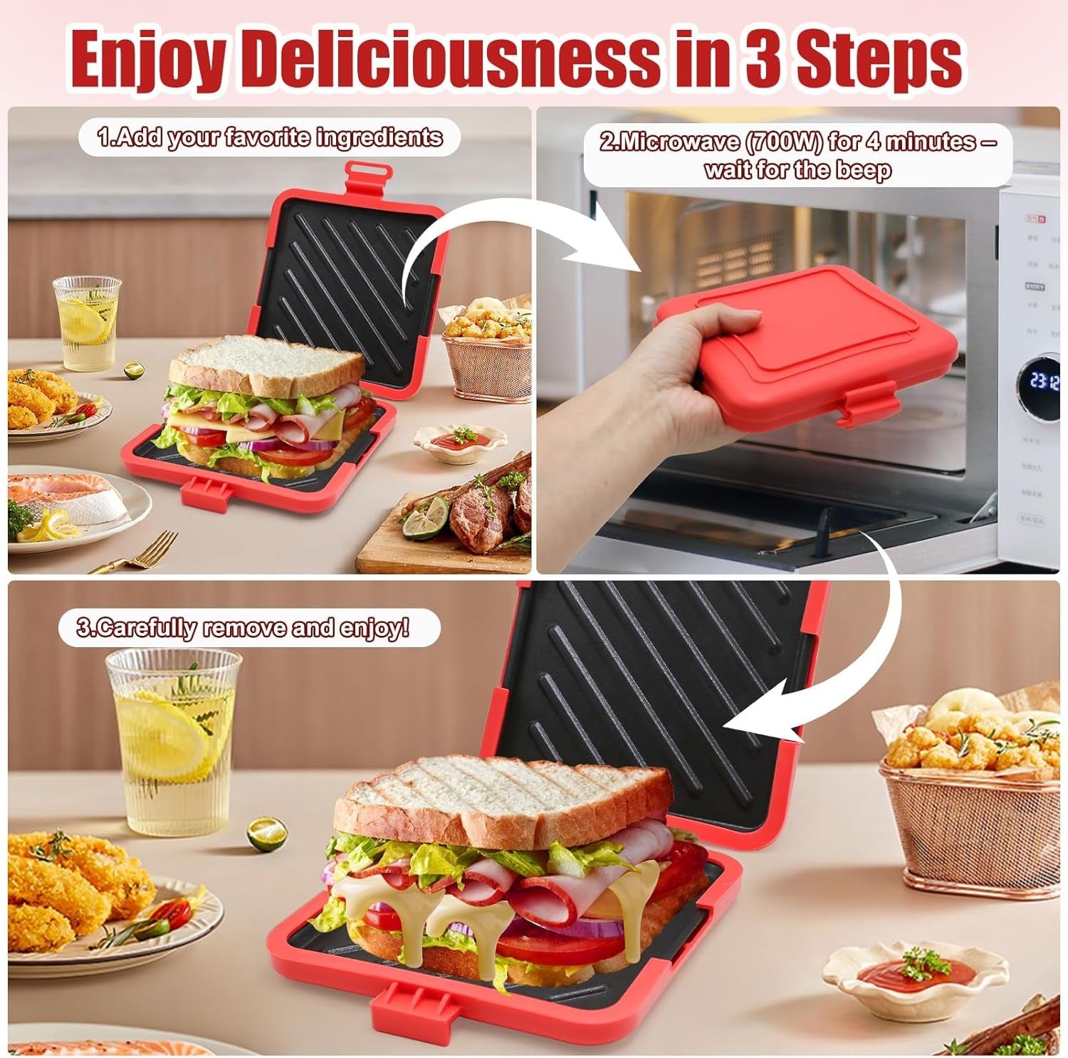 Microwave Toastie Sandwich Maker Non Stick Panini Press