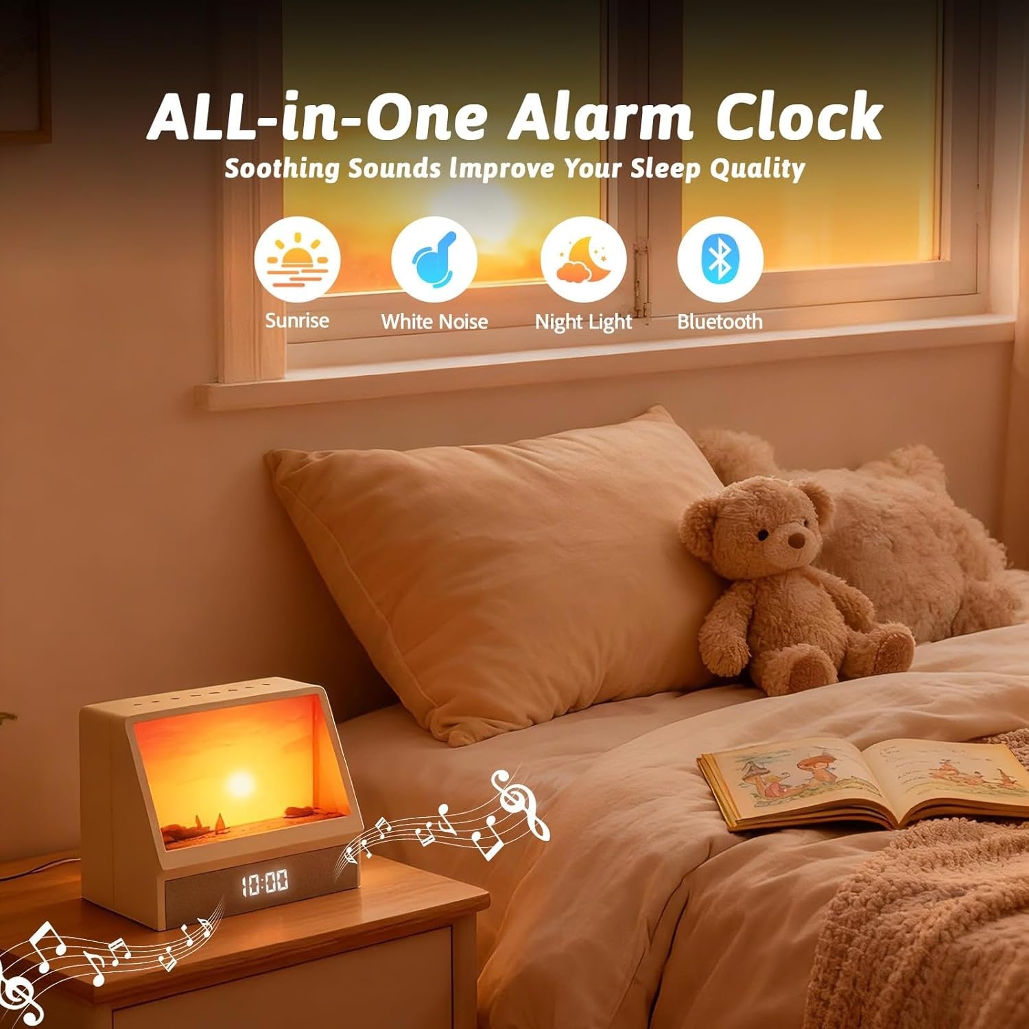 Sunrise Alarm Clock Wake Up Light Natural Sounds Bedside Night Lamp
