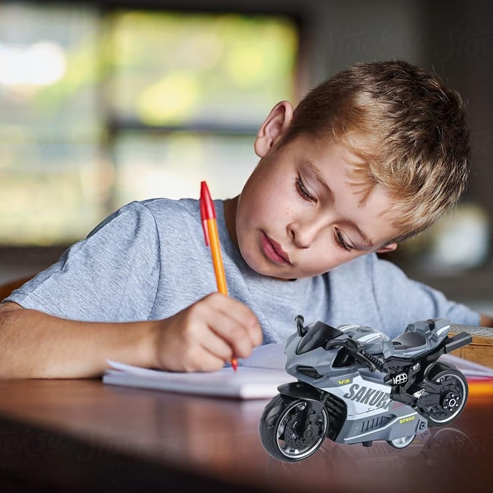 Kids Pull-Back Motorcycle Toy | Realistic Racing Model, Durable & Safe