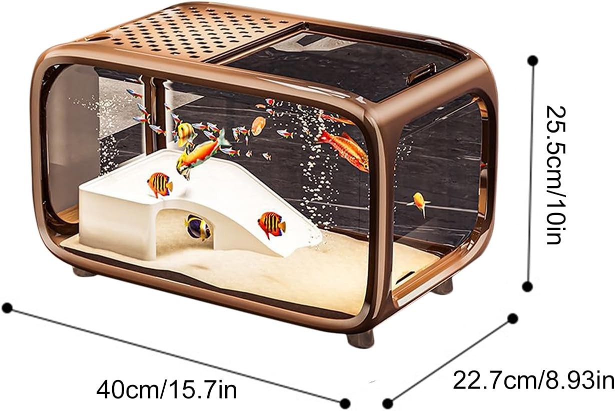 Desktop Betta Fish Tank with Top Feeding Hole & Acrylic Aquarium