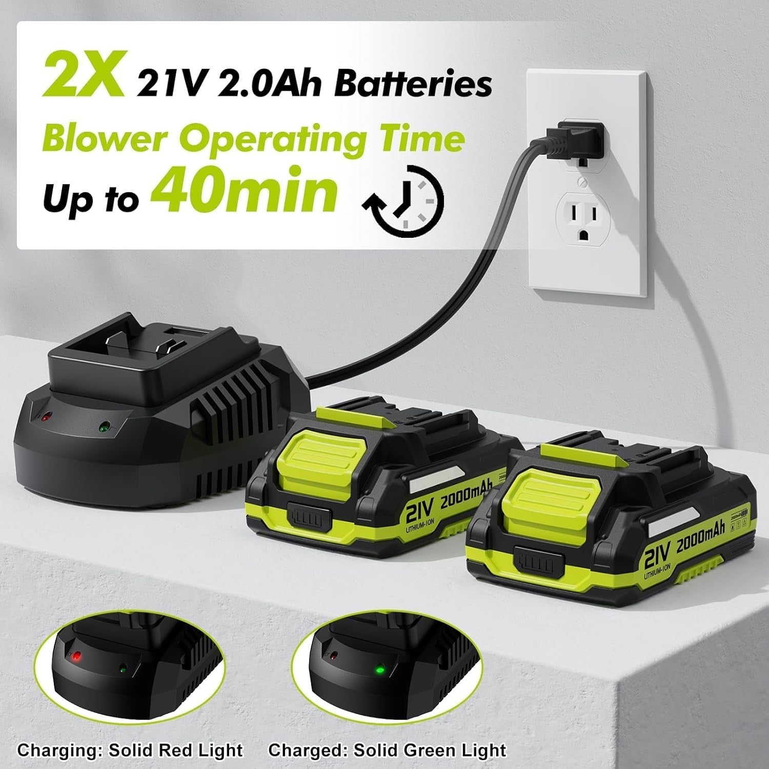 Cordless Leaf Blower 21V 150MPH Turbo Dual Battery Lightweight Garden Cleaner