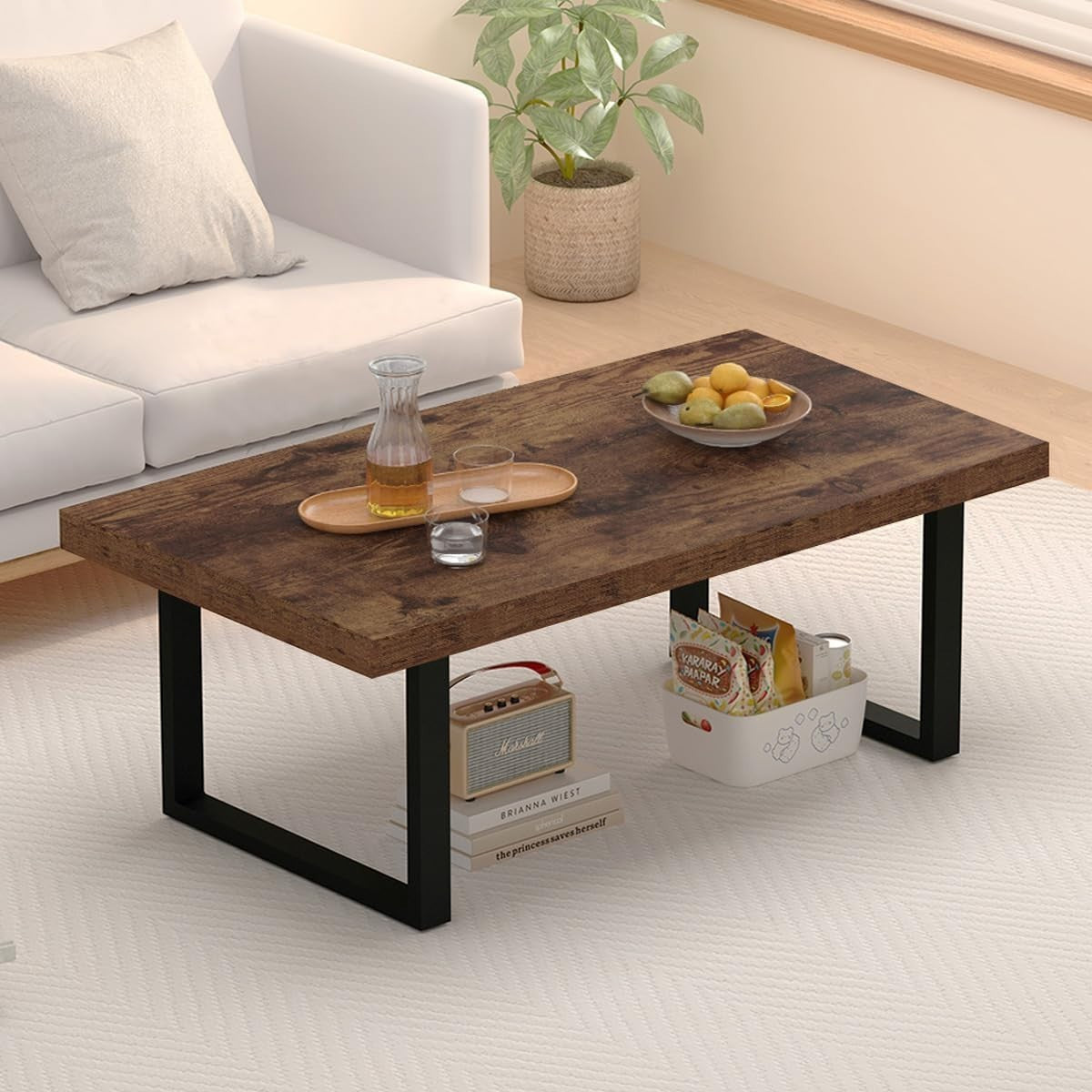 Rustic Coffee Table Wood & Metal | 39” Industrial Centre Table Living Room