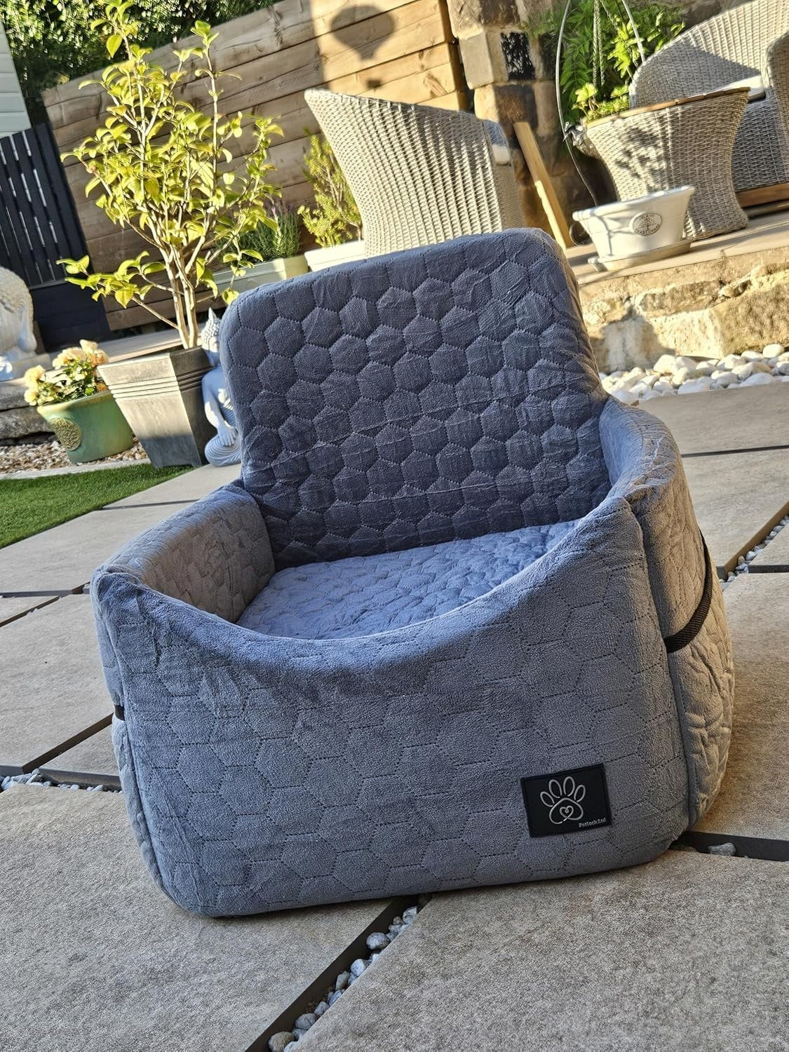 Luxury Memory Foam Dog Car Seat Booster Bed Washable Cover 35lb Grey