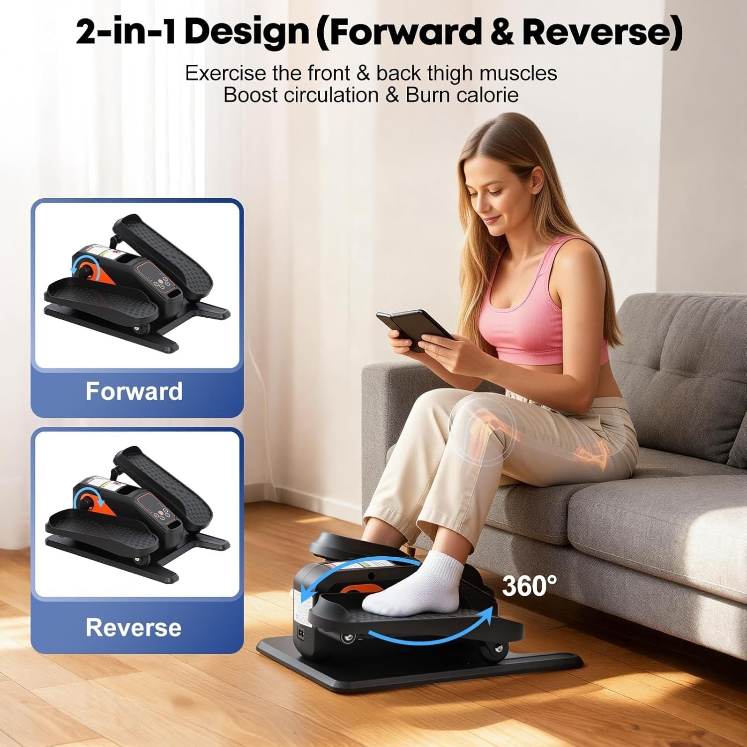 Under Desk Elliptical Machine, 12-Speed Seated Pedal Exerciser, Remote & LCD