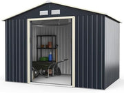 Metal Garden Shed 9x6FT Lockable Outdoor Storage Sloped Roof + Vents