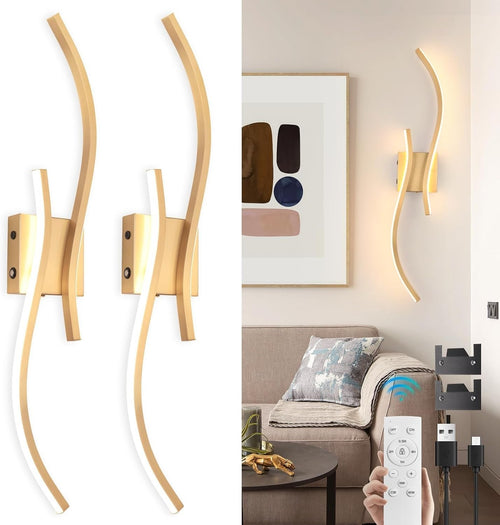 LED Rechargeable Wall Sconces 2-Pack, 3000K-6000K, Remote Control, 80cm
