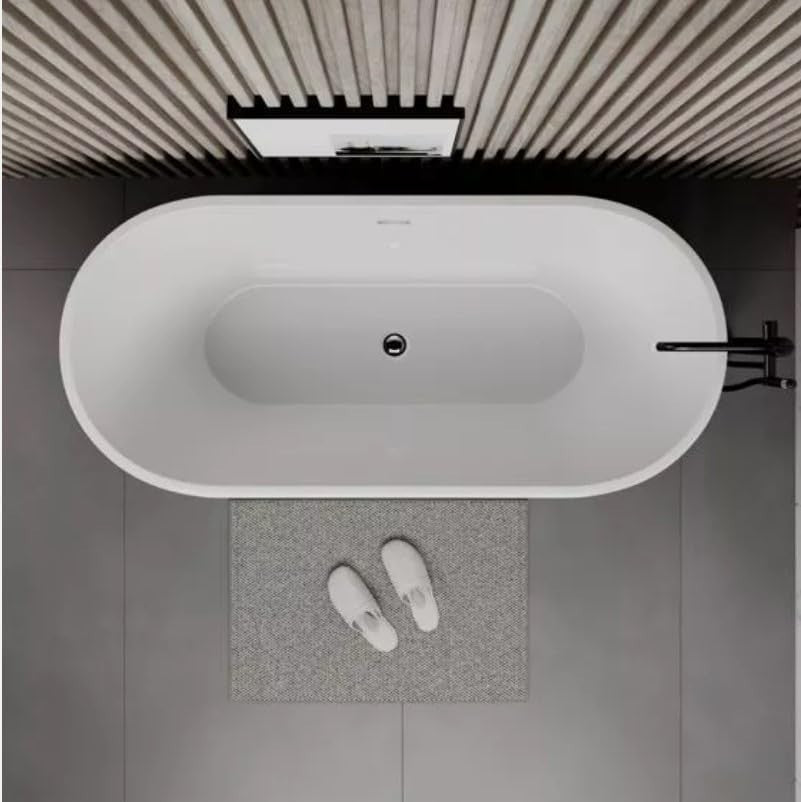 1600mm Black Freestanding Double Ended Bath Acrylic Oval Tub with Waste