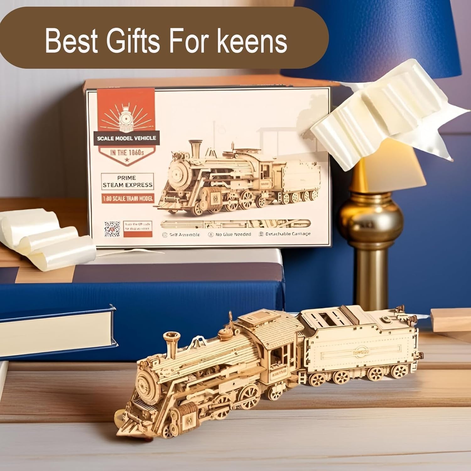 3D Wooden Steam Train Puzzle – DIY Model Kit for Adults, 20cm Display Gift